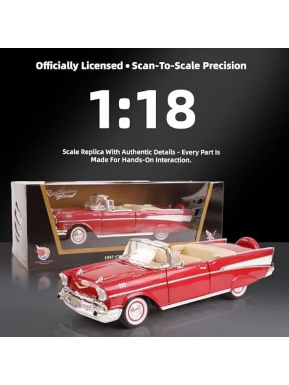 Classic 1957 Convertible Diecast Model - Working Doors & Hood, Alloy Car Gift